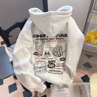 Repurchase Rate 90% Silver Fox Velvet American Burger English Printed Hooded Sweatshirt Autumn Winte