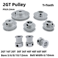 2GT Timing Pulley 16T 20T 30T 32T 36T 40T 48T 60T 80Teeth Bore 5/6/8/10/12mm Belt Width 6/10mm 3D Pr