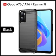 Carristo Realme 9i / Oppo A76 / Oppo A96 Back Case Cover Carbon Fiber Brushed TPU Silicone Soft Casi