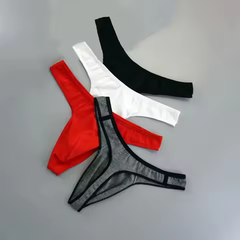 Big Pouch Thong Men Cotton Tangas Sports Running Underwear Seamless Male G-string Plus Size M-XXXL