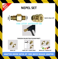 NEPEL QUICK RELEASE FEMALE KONEKTOR ADAPTER ADAPTOR M14 M16 QUICK RELEASE TEMBAKAN PISTOL SEMPROTAN SELANG MESIN STEAM SETIM SETEAM NOZZLE FOAM LANCE GUN SPRAYER STIK JET CLEANER ORION SUPER JET 100S HIGH PRESSURE WATER CLEANER CUCI SALJU SNOW MOBIL MOTOR