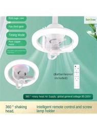 1pc Ventilador de techo LED con luz, control remoto de 360° rotativo, luz de ventilador de 3 velocidades y 3 colores con iluminación RGB, base E27 para aromaterapia en dormitorio, moderno ventilador de techo con luz y función de temporizador