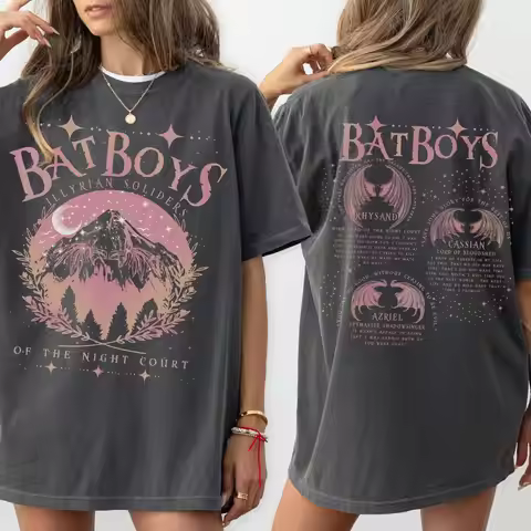 ACOTAR Bat Boys Shirt Sarah J Maas Book Boyfriend Night Court 100% Cotton Loose Retro Shirt Unisex T