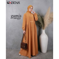 Gamis Dress Terbaru Button Gold Crincle Crinkle GMA BY Uobena BY MOESLIMWEAR