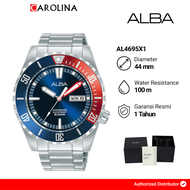 Jam Tangan Pria Alba Mechanical AL4695X1 Automatic Bezel Pepsi Blue Dial Silver Stainless Steel Stra