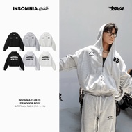 [NEW ARRIVAL] Boxy Hoodie Zip Embroidered Athlete Lettering INSOMNIA CLUB - HD011