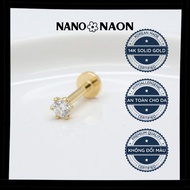 [Nano&Naon] Lab Grown Diamond Korean Gold Earrings 2mm - Nano&Naon
