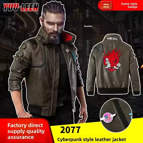 Punk Style 2077 Samurai V Cosplay Costume for Men Faux Leather Jacket Outfit Cyberpunk Game Cosplay