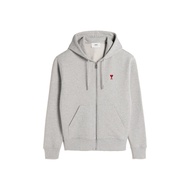 AMI PARIS Ami De Coeur Zipped Hoodie Heather Ash Grey (SS24)