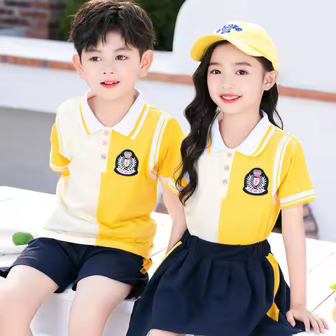 Yellow School Uniform Set for Kindergarten And Primary School Students Summer Graduation Clothing Ch