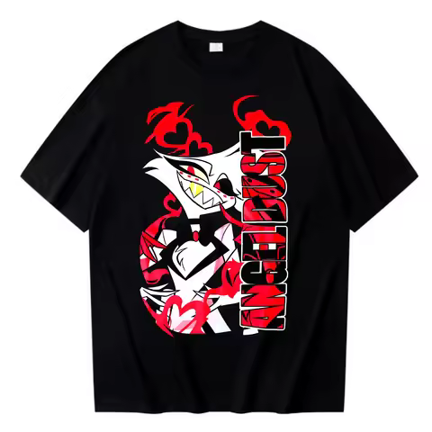 Hazbin Hotel Angel Dust T-shirt Man Woman Harajuku Short Sleeve O-neck Casual Shirt Tops