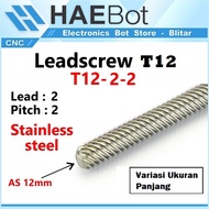 [HAEBOT] Lead Screw Leadscrew T12 Diameter 12mm lead 2mm 1000mm 2000mm 500mm CNC Iron Thread Pitch 2