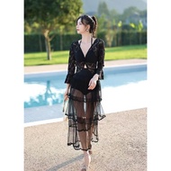 SAF - KIMORA lace swimsuit one piece long sleeve + skirt outer woman premium / swimsuit 2 pcs / kore