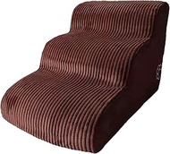 Dog Stairs for Small Dogs 3 - Tier Ramp with Corduroy Cover, 23.6 x 16.5 x 15.3 Inch, Gray or Coffee
