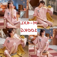 【pajamas】 Pure cotton baju tidur pajamas short sleeve shorts suit casual nightwear plus size