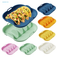 poyingtis Anti-slip Taco Holder Taco Holder Plate Silicone Taco Holder Tray with 4 Dividers Reusable