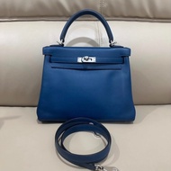 Hermes Kelly 25 海藍色 銀扣