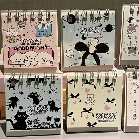 2025 Cute Splashing Series Mini Desk Calendar Office Stationery Supplies Desktop Decorations Calenda