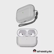 AHAStyle AirPods Pro 2代 透明保護殼 防摔保護套(附防丟掛繩) - 透黑色