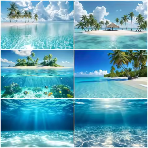 Ocean Seaside Hawaii Travel Party Theme Backdrop Sunlight Summer Ray Baby Shower Portrait Photograph