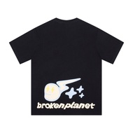 YFUC BROKEN PLANET BROKEN PLANET Foam Couple Short Sleeve Loose Men Women All-Match T-Shirt
