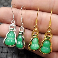 Jade Pendant Dry Green Gourd Earrings Sun Green Gourd Earrings Three-Dimensional Gourd Pendant Jade 
