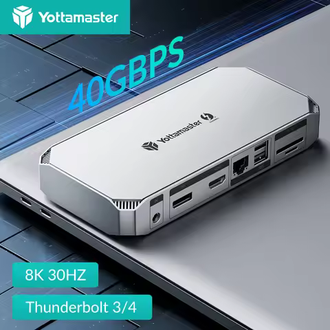 Yottamaster Thunderbolt 4 Dock with EU Adapter 40Gbps Docking Station Dual 8K Display PD 85W USB C 1