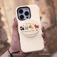 Phone Phone Case Suitable for iPhone Polka Dot Puppy Magnetic Film Phone Case Oval Bracket Suitable 