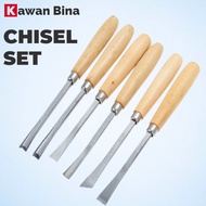 6 Pcs Set Alat Pahat Ukiran Kayu Pemegang Kayu 6 Pc Wood Handle Carving Chisels Tools Set