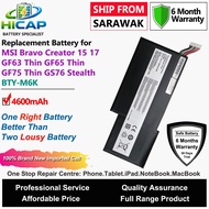 HICAP MSI Laptop Battery BTY-M6K 4600mAh for MSI Bravo Creator 15 17 GF63 Thin GF65 Thin GF75 Thin G
