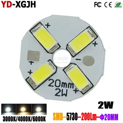 10PCS LED SMD Bulb PCB Light Board Light Source Round 2W 20MM Warm Natural White Light SMD 5730 Bead
