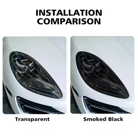 Car Headlight Film for Porsche Macan Cayenne Macan EV Anti-Scratch Smoke Black TPU PPF Pre Cut Vinyl