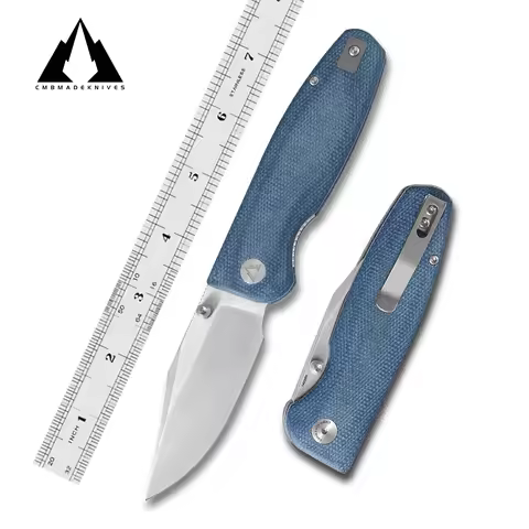 CMBMADEKNIVES Lucky Micarta Handle 14C28N Steel Tactical Survival Camping Outdoors Pocket Folding Kn