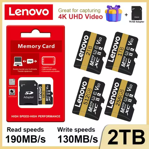 Lenovo 2TB Memory Card 128GB Class 10 V60 TF Card 1TB Mini SD Card 512GB High Speed Micro TF SD Card