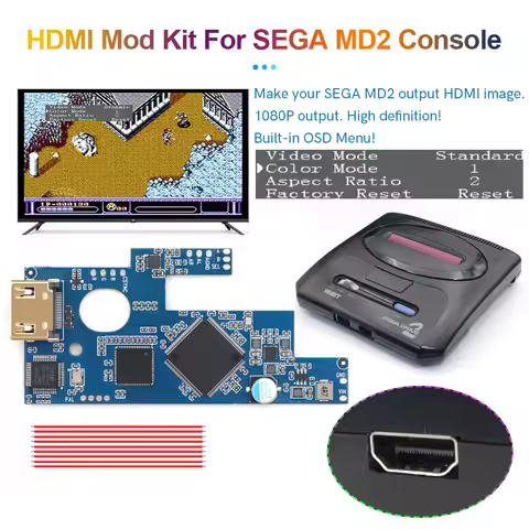 Hispeedido HDMI MOD Kit For SEGA MD2 HDMI Kit 1080P For SEGA Mega Drive 2 For SEGA Genesis 2 Console