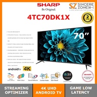 Sharp 4TC70DK1X 70'' 4K UHD Android TV / YouTube HDR / Netflix HDR / HDMI HDR