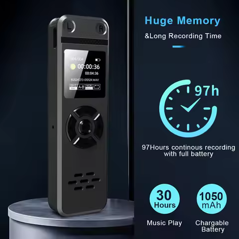 Vandlion V98 Voice Recorder WAV 1536kbps Noise Reduvtion HiFi Speaker 0.85inch Screen One Key to Rec