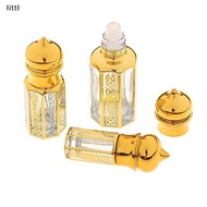 [littl] 3/6/15ml Roll On Bottle Glass Mini  Container Portable  Perfume Bottle Gold Empty Roll-On Bo
