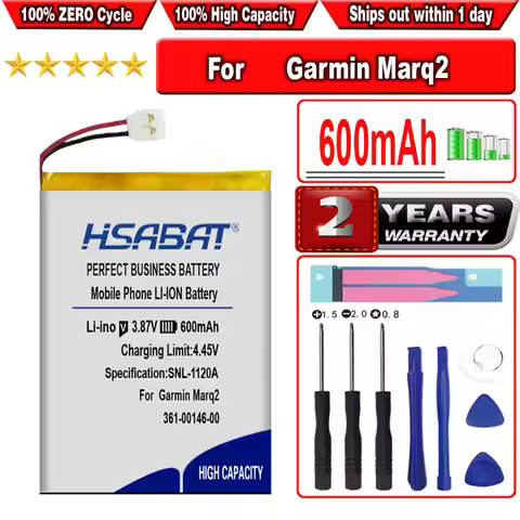 HSABAT 600mAh 361-00146-00 Battery for Garmin Fenix 7 Marq2 MARQ 2 Epix pro Forerunner 955 Solar Wat