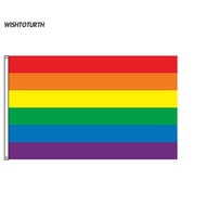 ☼WT 60x90cm Colorful Rainbow LGBT Flag Peace Gay Lesbian Parade Banner Decoration