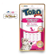 Toro Toro ขนมครีมแมวเลียโทโร่พลัส รสทูน่า&amp;ปูยักษ์ +L-Lysine ช่วยเสริมภูมิต้านทาน บำรุงร่างกายให้แข็งแรง (15กรัมxซอง)
