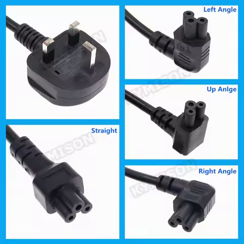 IEC 60320 C5 to UK BS1363 Mains Plug Laptop Power Lead Cable PC Monitor C5 Angle 90 Degree Adapter E