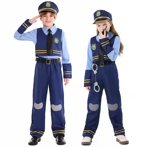 Girl Boy Cosplay Judy Hopps Rabbit Police Officer Kids Costume Police Uniform Top Pants Vest Hallowe