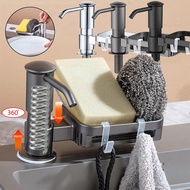 Built-in Dish Soap Dispenser with Sponge Basket Kitchen Sink Dispenser Countertop Soap Dispenser Pum