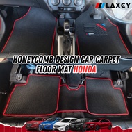 Car Honda LAXCY Honeycomb Carpet Floor Mat City 2002-2025 Civic 2000-2025 CRV1996-2025