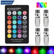 STUDYTOOL 4Pcs T10 6SMD 5050 RGB Colorful Auto Car Lights LED Bulbs w/ Remote Control G4O1