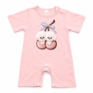 Organic Cotton Short-Sleeved Jumpsuit-Cherry Poodle