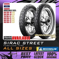 TAYAR MOTORSIKAL MICHELIN SIRAC STREET TUBELESS TYRE  70,80,90,100,110,120,130,140-13,-14,-16,-17,-1
