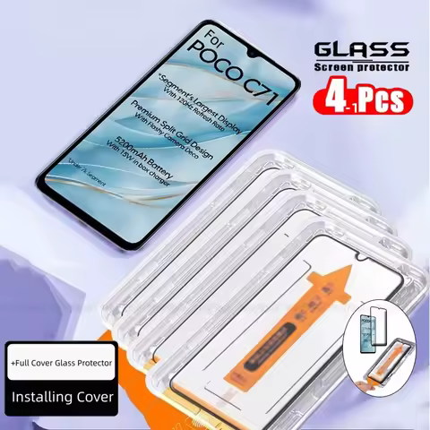 1-4pcs For Poco C71 Glass Xiaomi Poco C71 Tempered Glass Easy Install Full Cover Glue 9H HD Dust Fre