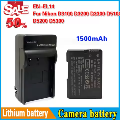 Camera Battery EN-EL14 Battery for Nikon D3100 D3200 D3300 D5100 D5200 D5300 Charger
